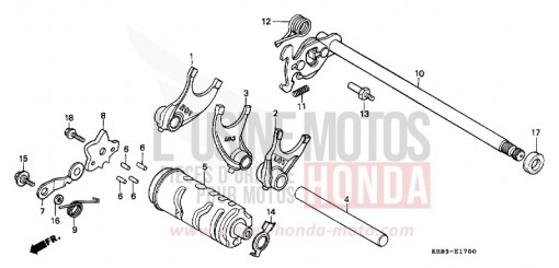 SHIFT DRUM/SHIFT FORK CA125T de 1996
